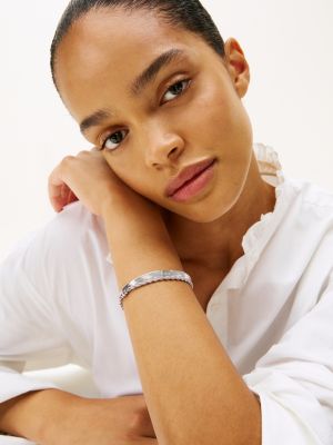 bracciale a doppia catenella in acciaio argento da donne tommy jeans