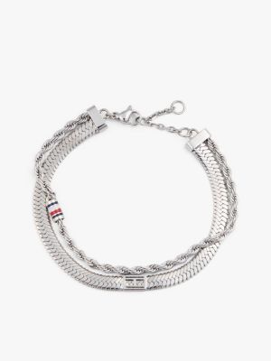 bracciale a doppia catenella in acciaio silver da donne tommy jeans