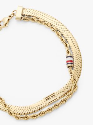 bracciale placcato oro a doppia catenella oro da donne tommy jeans