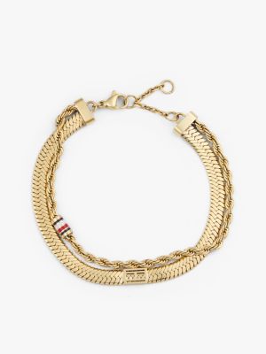 bracciale placcato oro a doppia catenella gold da donne tommy jeans