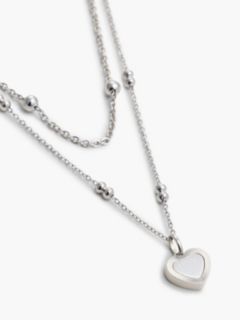 Stainless Steel Heart Charm Layered Necklace — Silver 2