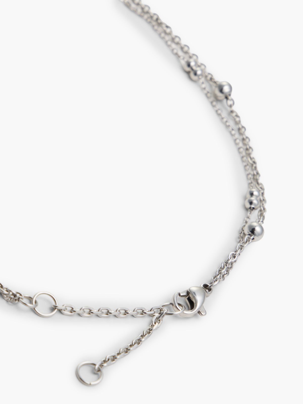 Stainless Steel Heart Charm Layered Necklace — Silver