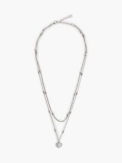 Stainless Steel Heart Charm Layered Necklace — Silver 1