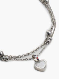 Stainless Steel Heart Charm Layered Bracelet — Silver 2