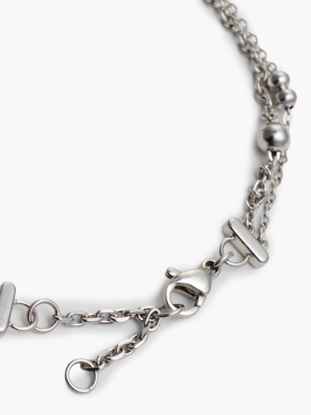 Stainless Steel Heart Charm Layered Bracelet — Silver