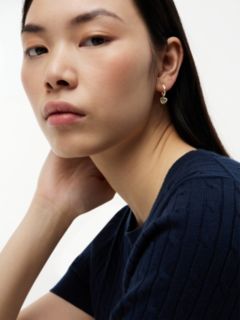 Gold-Plated Heart Charm Hoop Earrings — Gold 3