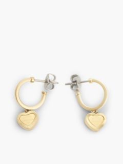 Gold-Plated Heart Charm Hoop Earrings — Gold 1