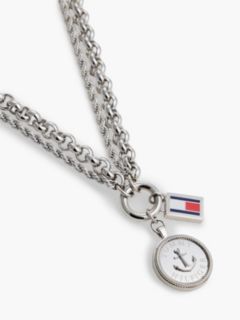 Stainless Steel Double Chain Nautical Charm Necklace — Silver 2