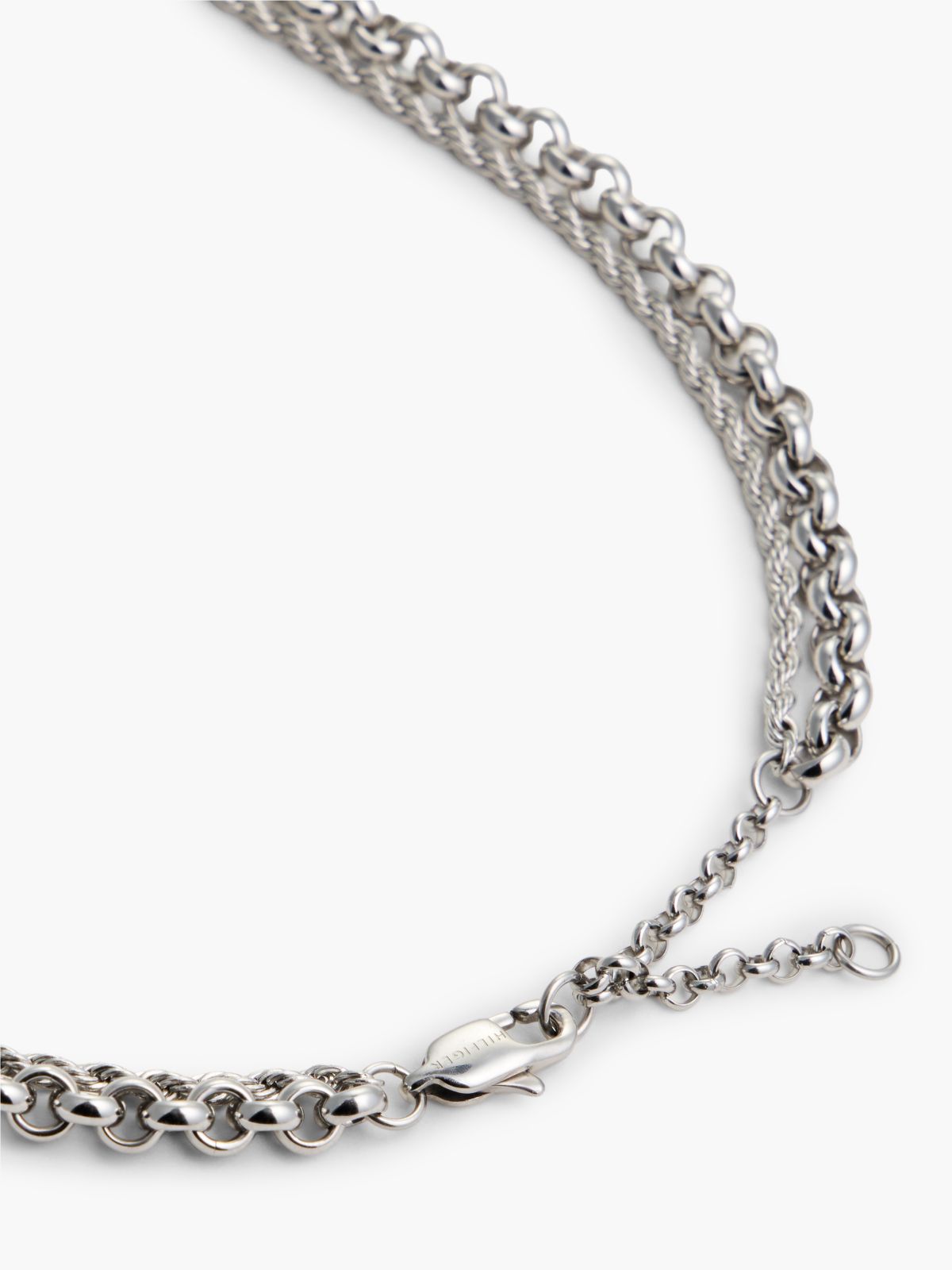 Stainless Steel Double Chain Nautical Charm Necklace — Silver
