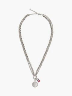 Stainless Steel Double Chain Nautical Charm Necklace — Silver 1