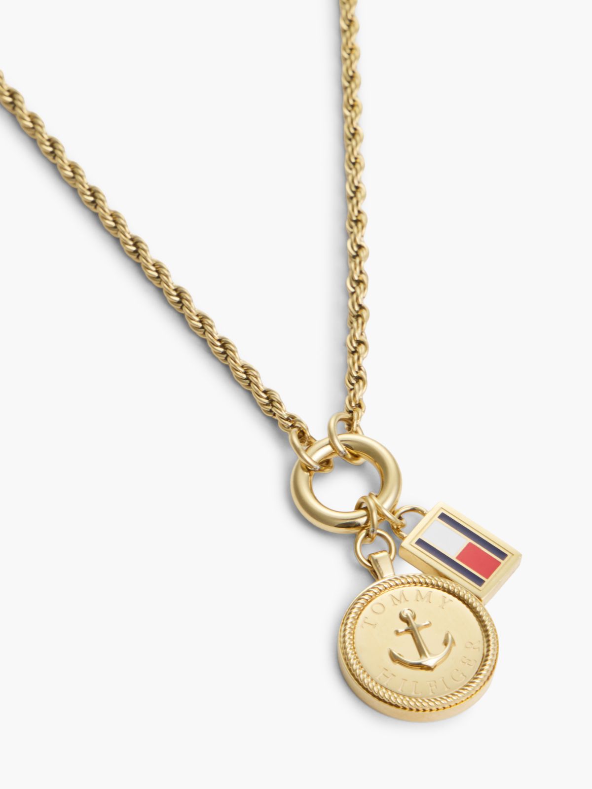Gold-Plated Rope Chain Nautical Charm Necklace — Gold