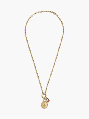 gold gold-plated rope chain nautical charm necklace for women tommy hilfiger