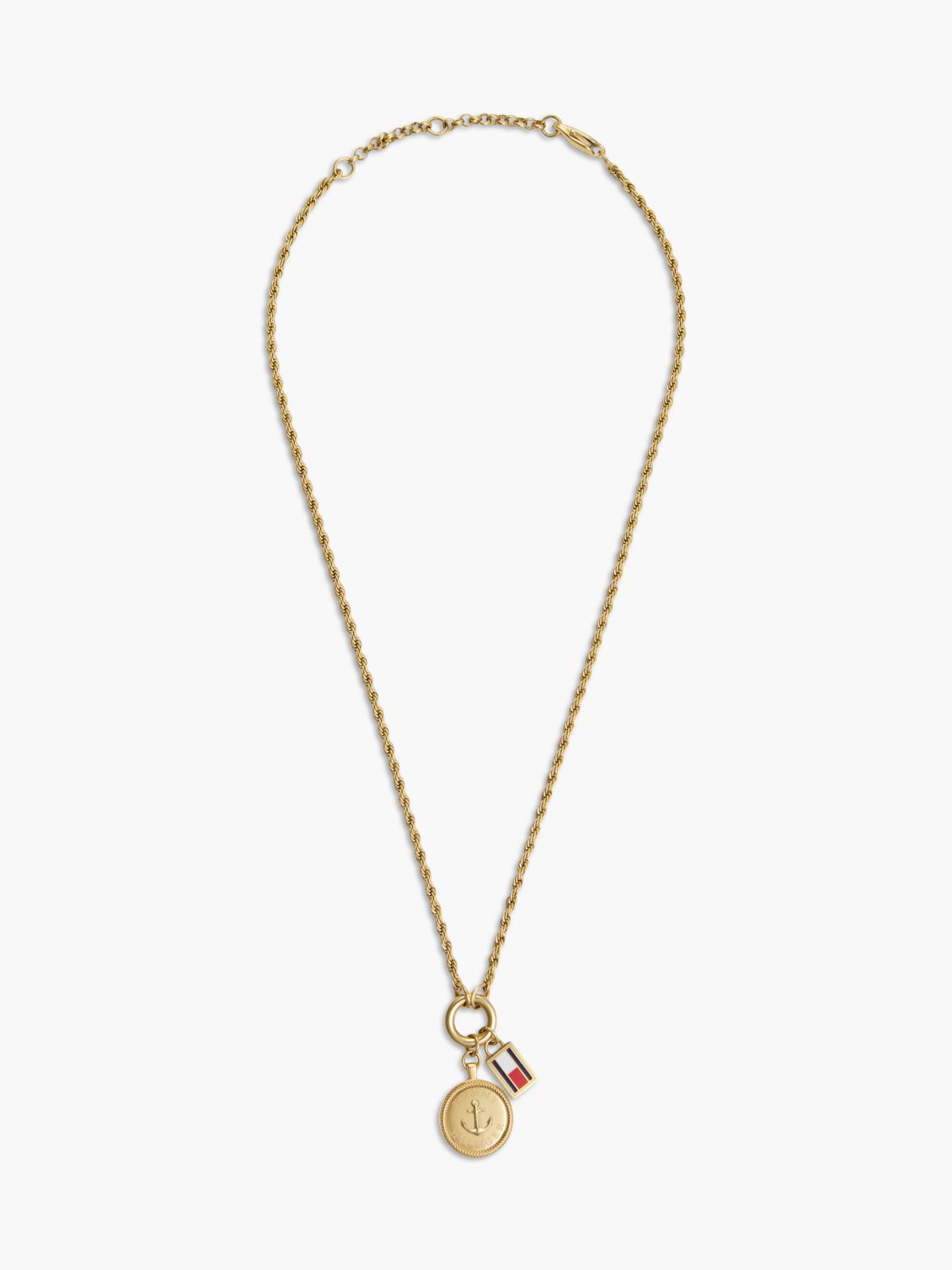 Gold-Plated Rope Chain Nautical Charm Necklace — Gold
