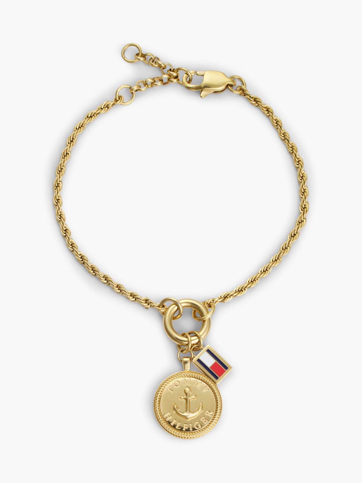 Gold-Plated Rope Chain Nautical Charm Bracelet — Gold