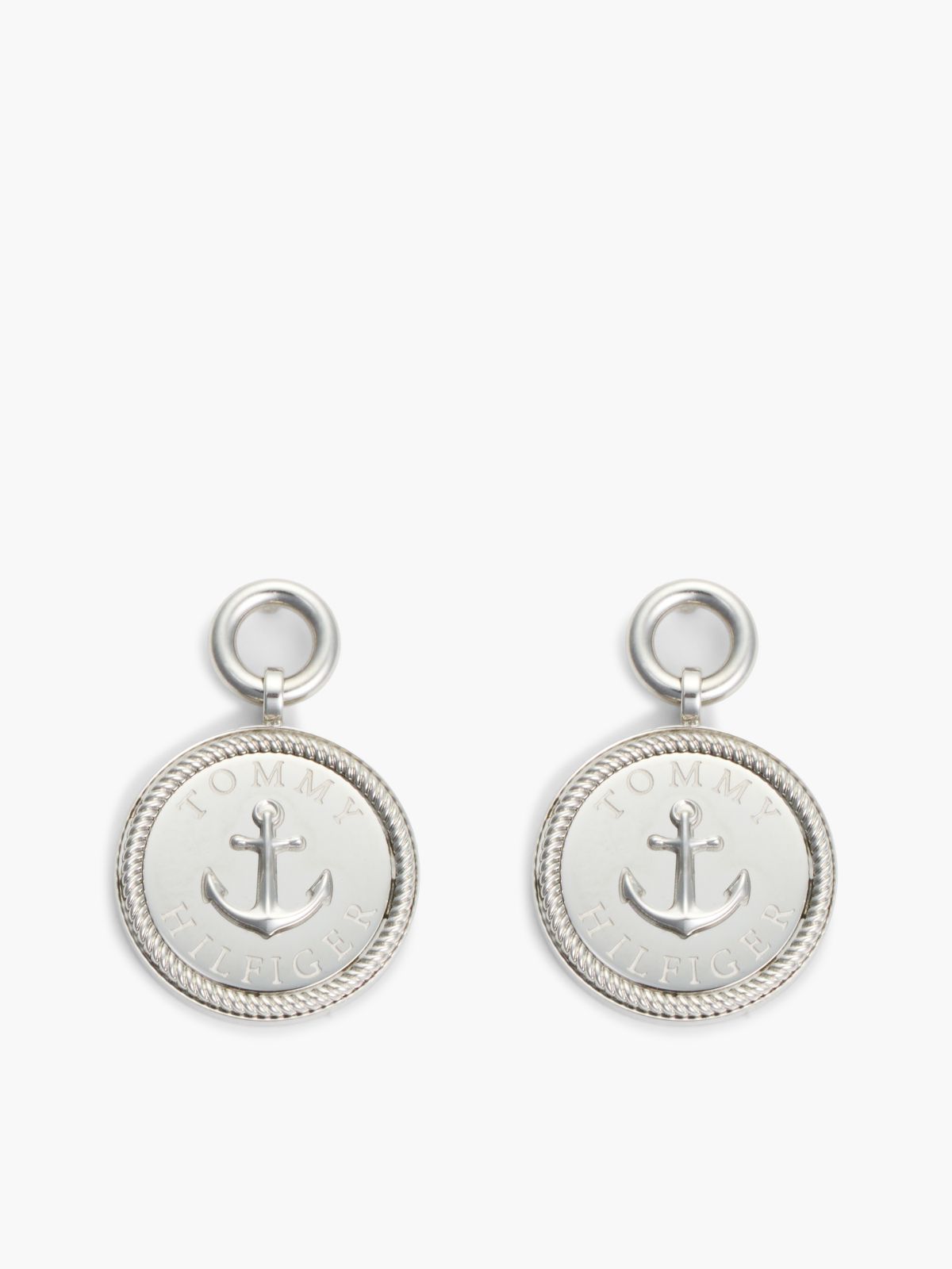 Stainless Steel Nautical Charm Earrings — Silver