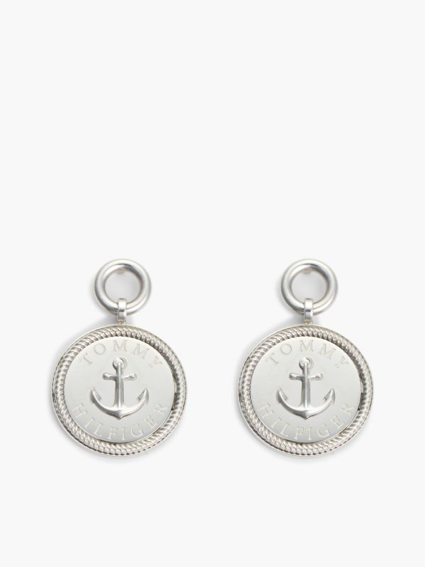 Stainless Steel Nautical Charm Earrings — Silver