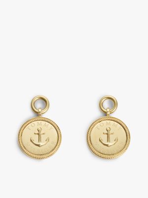 gold vergoldete ohrringe mit maritimem anhänger für damen - tommy hilfiger