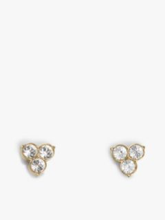 Gold-Plated Crystal Stud Earrings — Gold 1