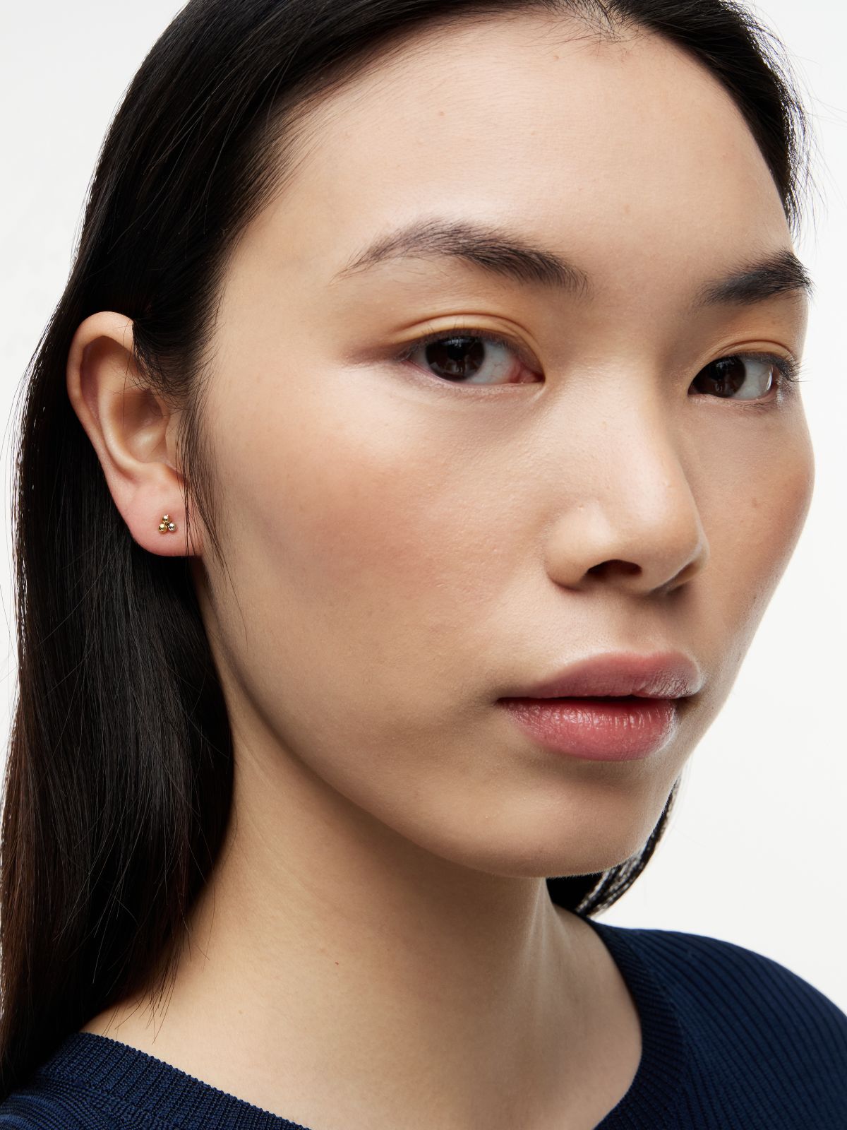 Three-Tone Stud Earrings — Gold
