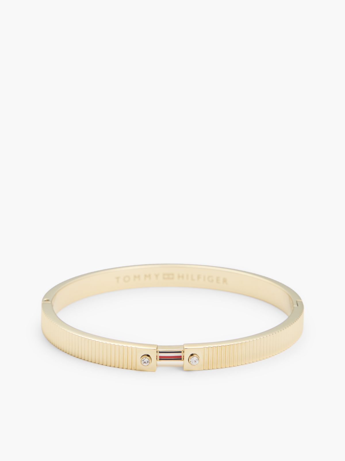 Gold-Plated Stainless Steel Stripe Bangle — Gold