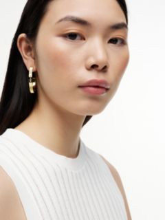 Gold-Plated Stripe Hoop Earrings — Gold 3