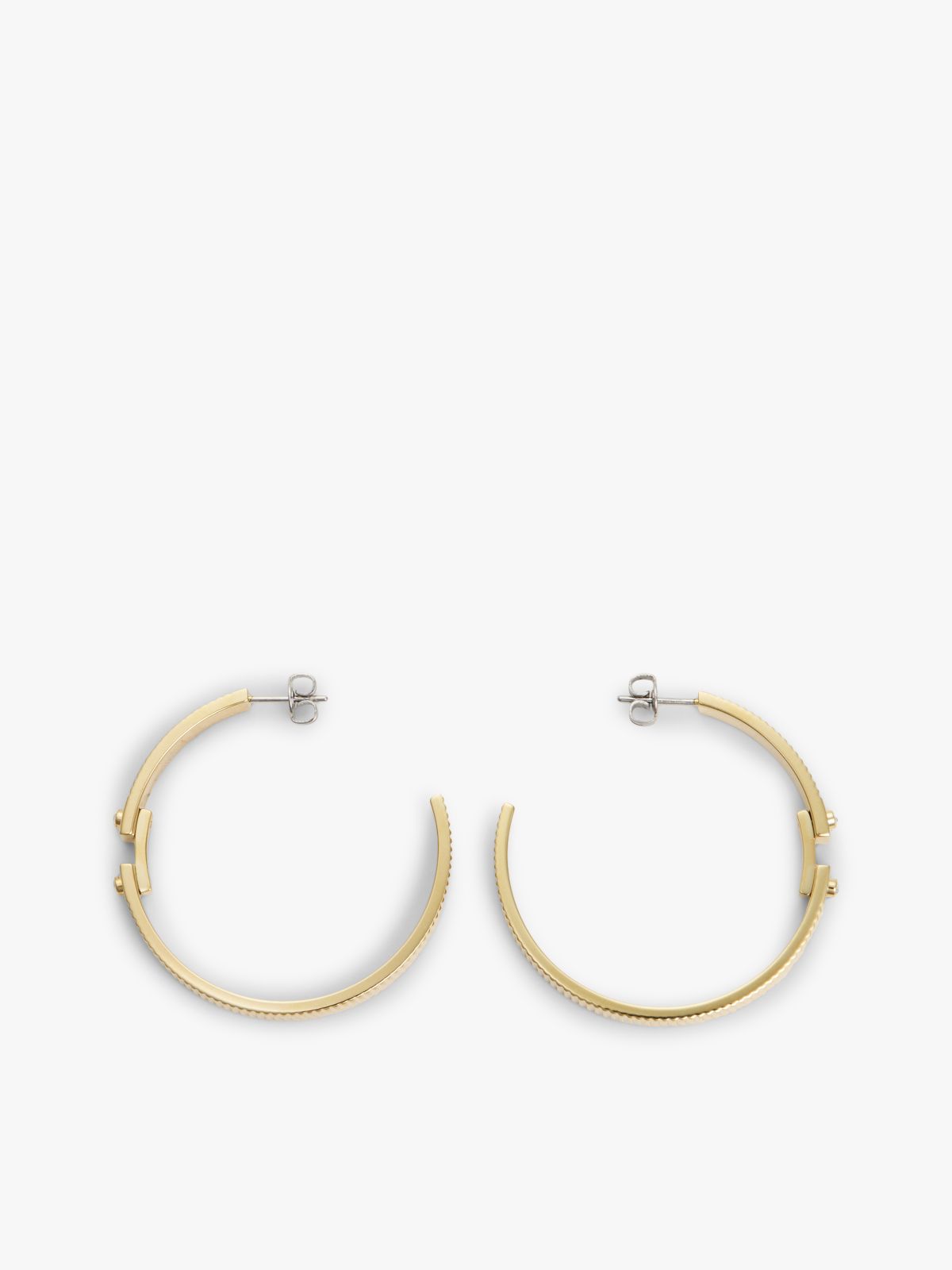 Gold-Plated Stripe Hoop Earrings — Gold