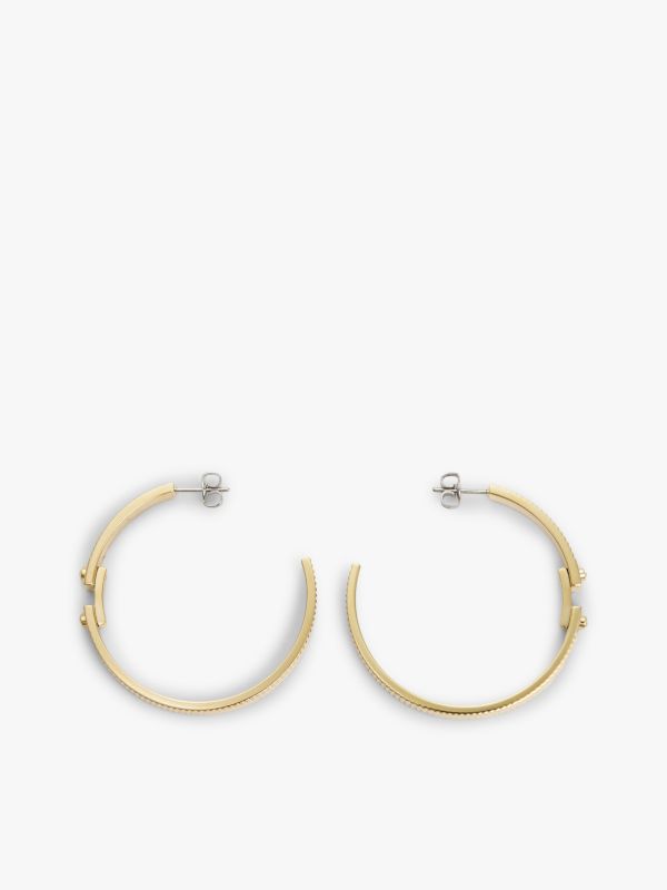 Gold-Plated Stripe Hoop Earrings — Gold
