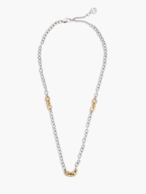 multi tweekleurige schakelketting met touwdetail voor dames - tommy hilfiger