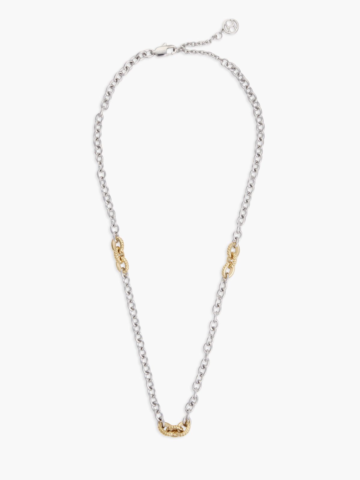Two-Tone Rope Texture Link Necklace — Multi