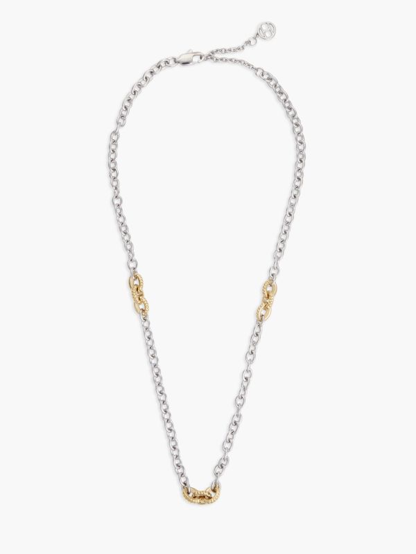 Two-Tone Rope Texture Link Necklace — Multi