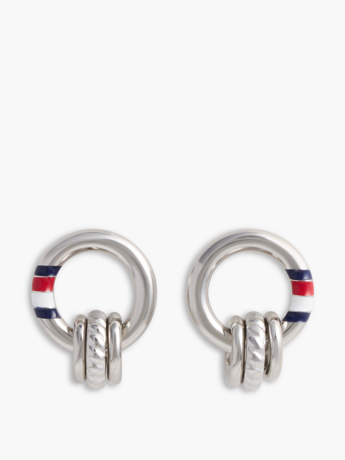 Stainless Steel Rope Texture Stud Earrings — Silver