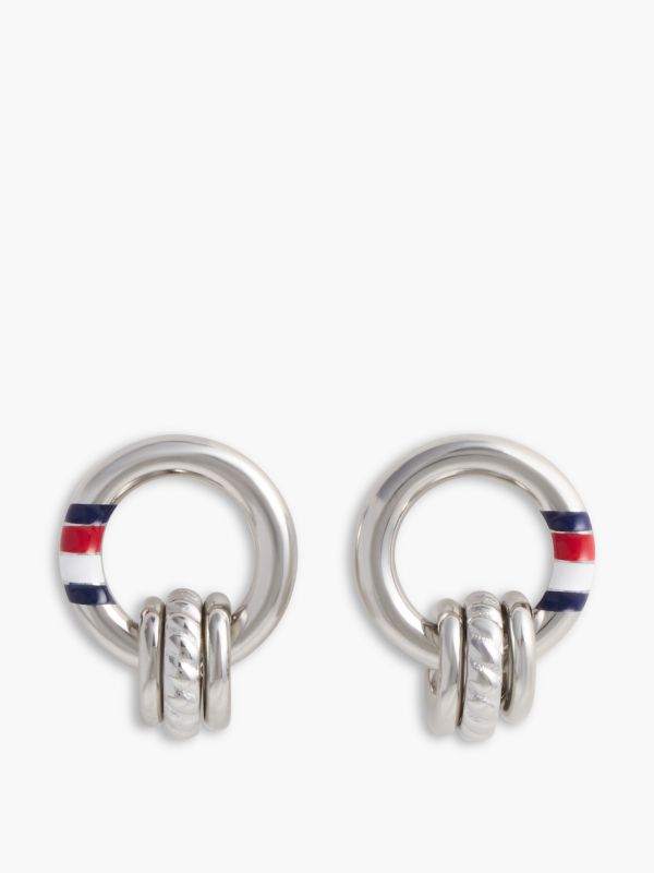 Stainless Steel Rope Texture Stud Earrings — Silver