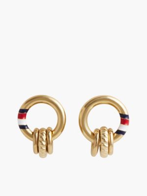 gold vergulde oorknopjes met touwdetail voor dames - tommy hilfiger
