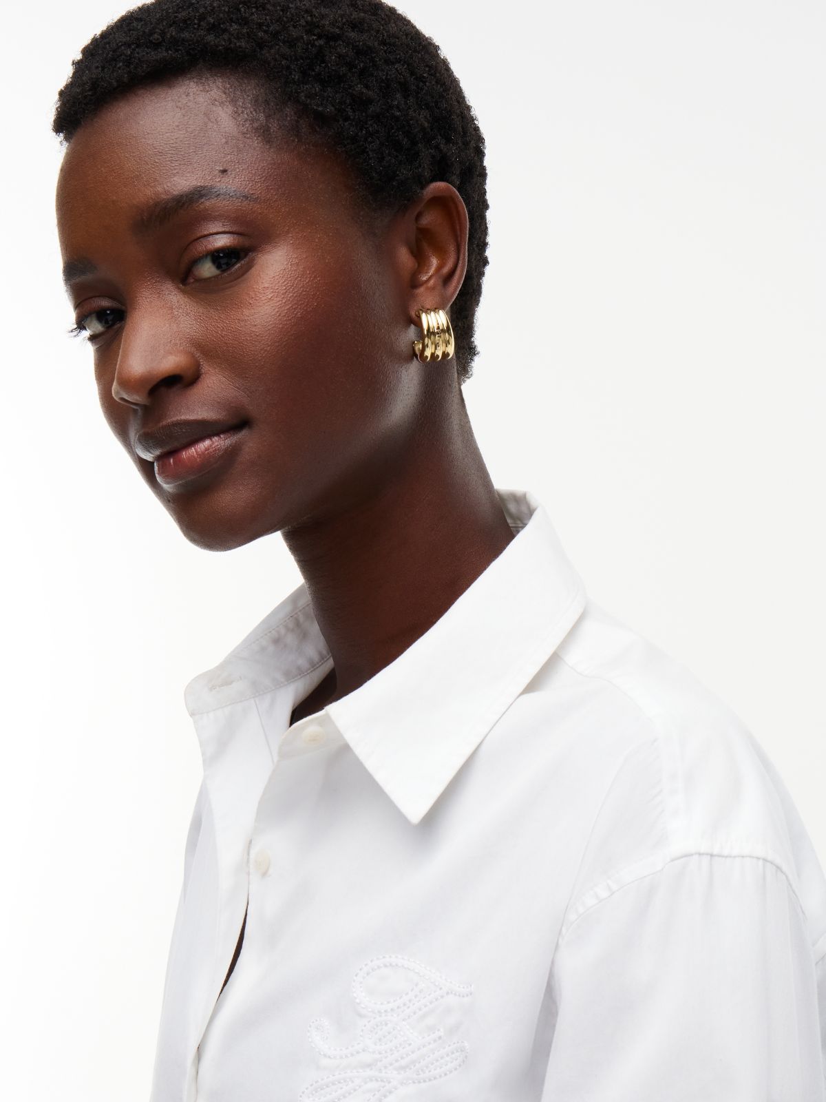 Gold-Plated Stainless Steel Logo Stud Earrings — Gold