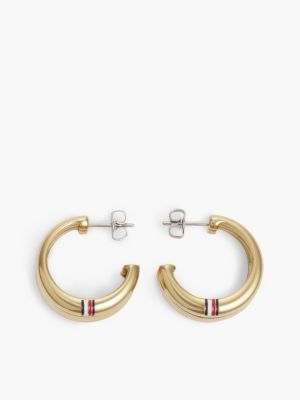 gold gold-plated stainless steel logo stud earrings for women tommy hilfiger