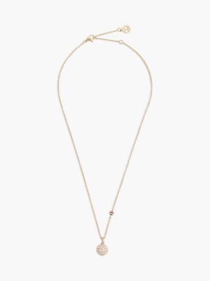 gold gold-plated stainless steel pavé crystal necklace for women tommy hilfiger