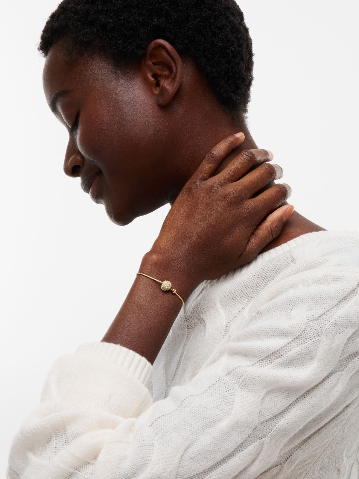 Gold-Plated Stainless Steel Pavé Crystal Bracelet — Gold