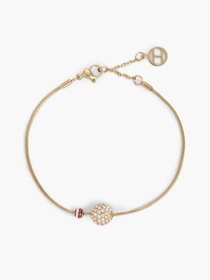 gold gold-plated stainless steel pavé crystal bracelet for women tommy hilfiger