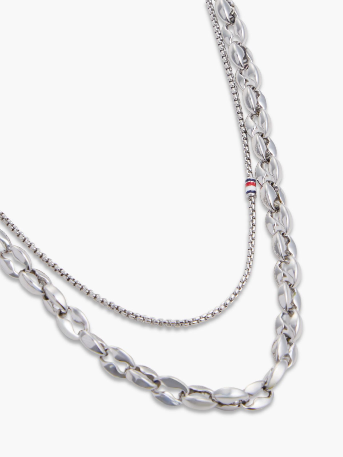 Stainless Steel Double Chain Necklace — Silver