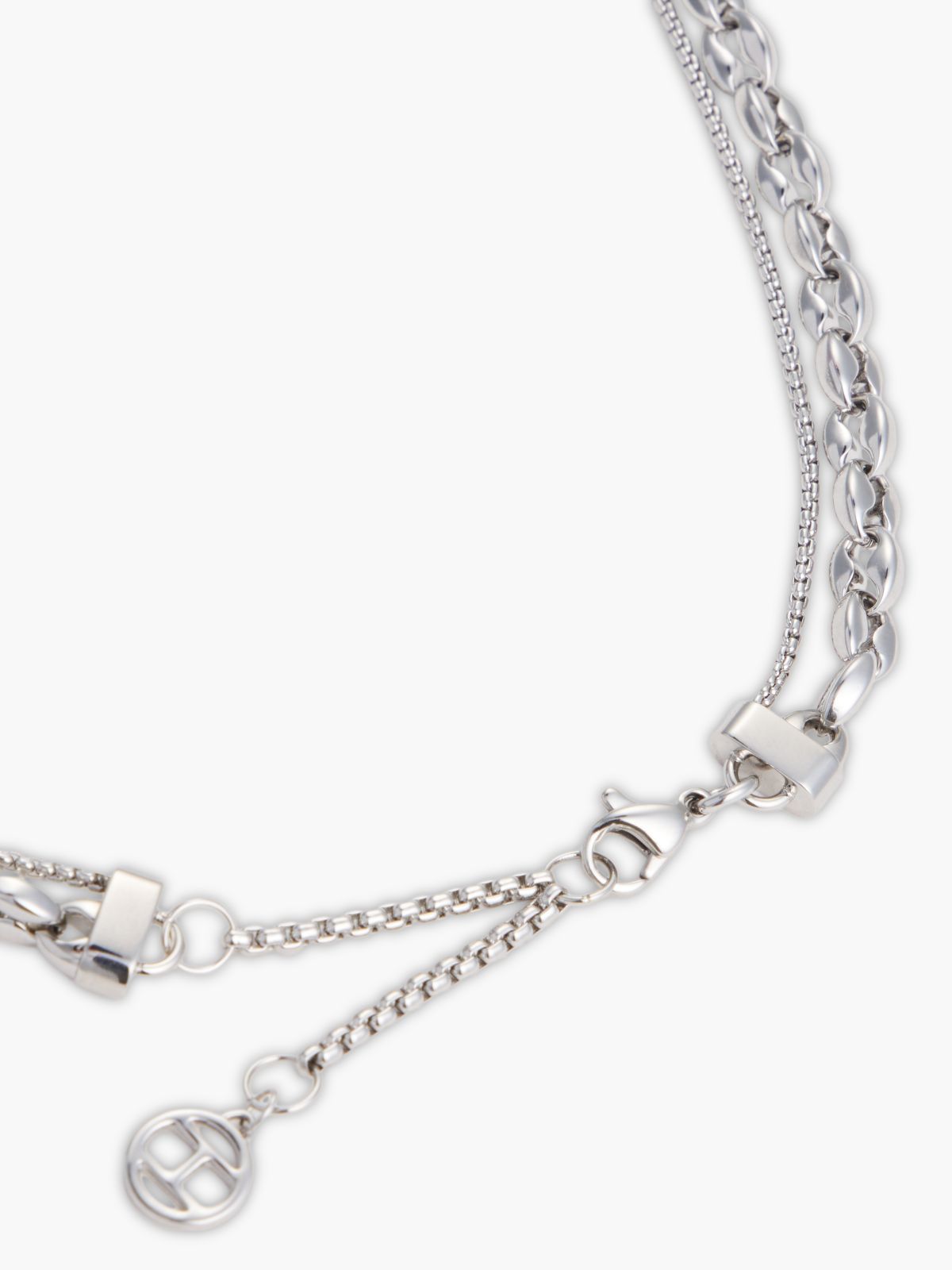 Stainless Steel Double Chain Necklace — Silver