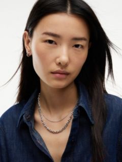 Stainless Steel Double Chain Necklace — Silver 4