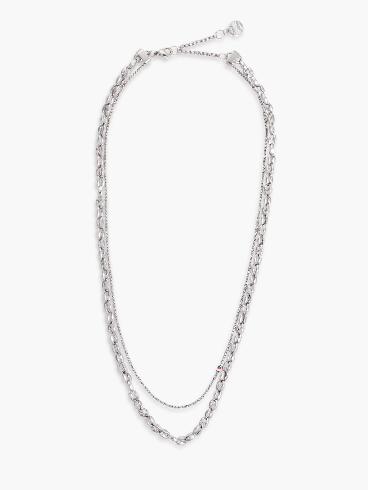 Stainless Steel Double Chain Necklace — Silver