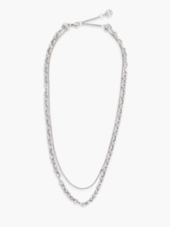 Stainless Steel Double Chain Necklace — Silver 1