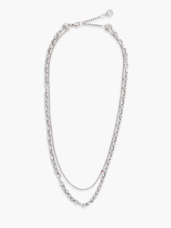 Stainless Steel Double Chain Necklace — Silver