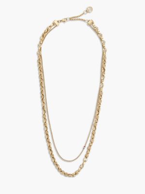 gold dubbele schakelketting van verguld roestvrij staal voor dames - tommy hilfiger