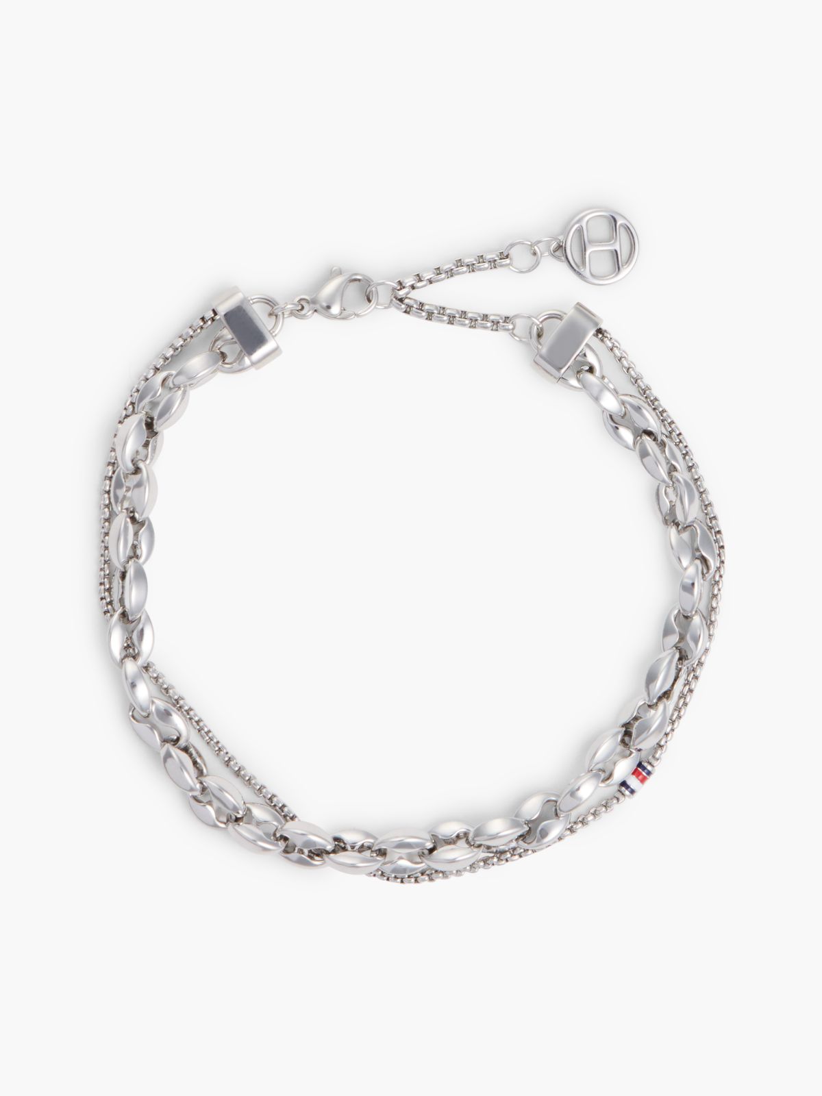 Stainless Steel Double Chain Bracelet — Silver