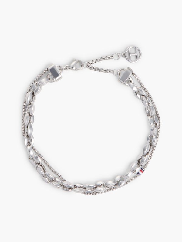 Stainless Steel Double Chain Bracelet — Silver