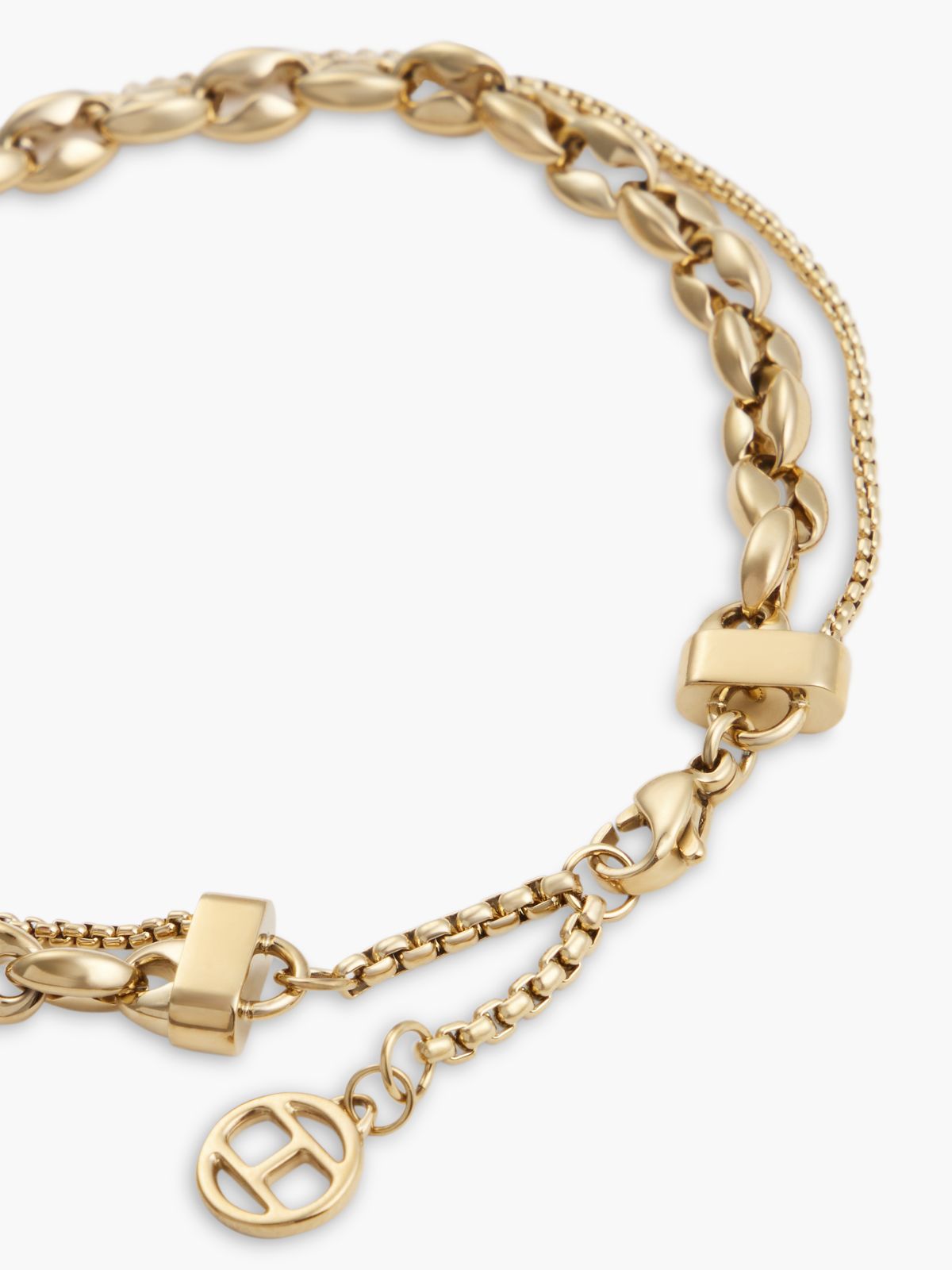 Gold-Plated Stainless Steel Double Chain Bracelet — Gold