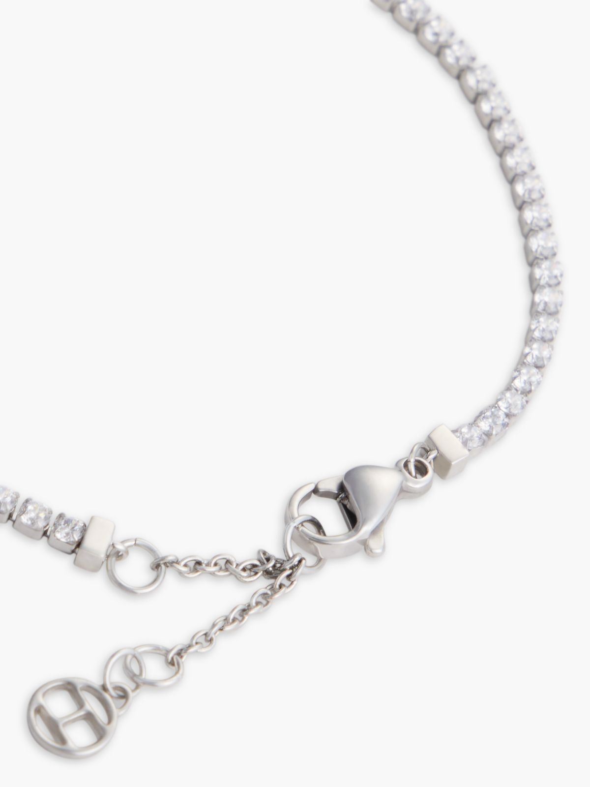 Stainless Steel Crystal Embellished Bracelet — Silver