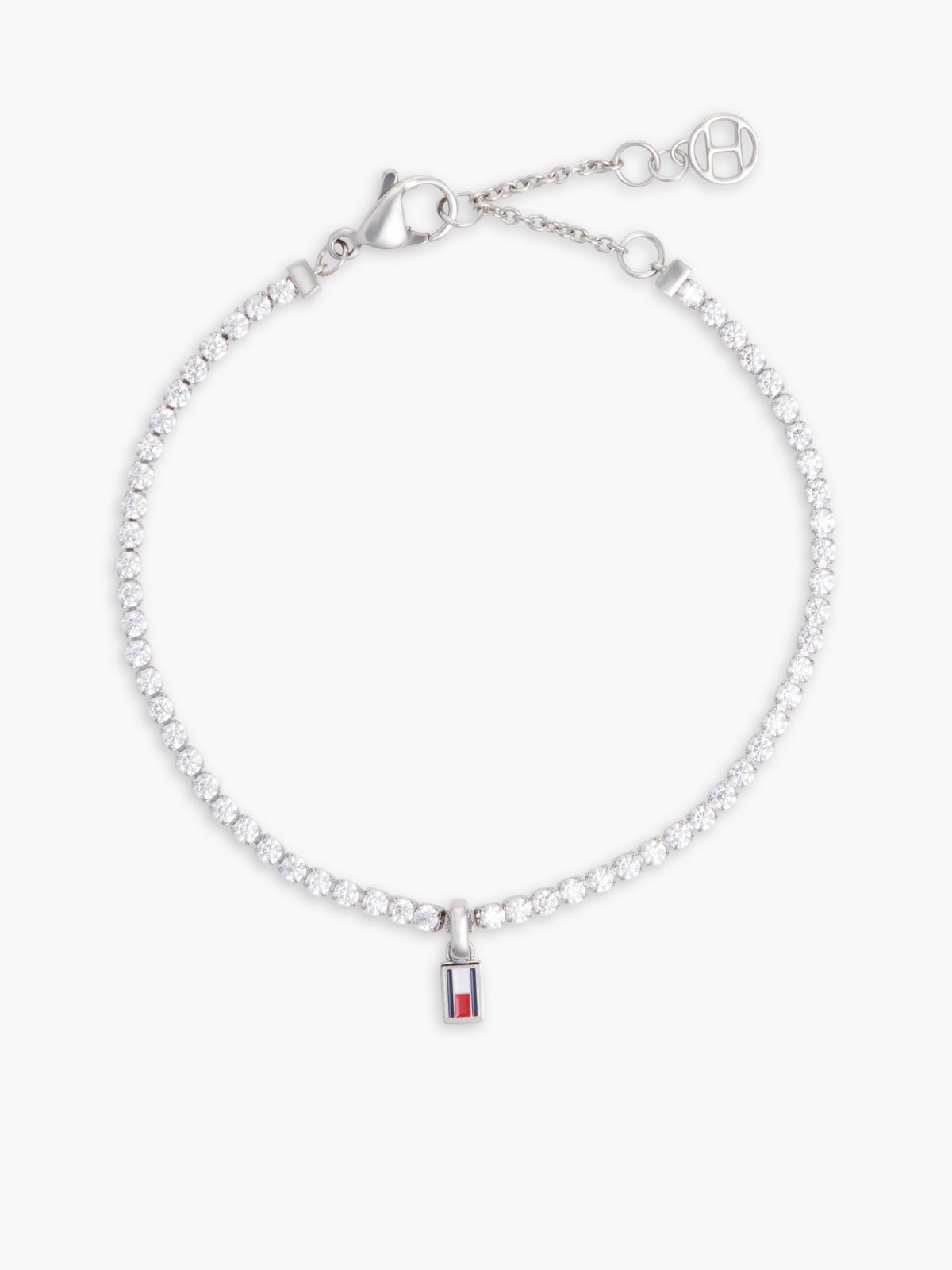 Stainless Steel Crystal Embellished Bracelet — Silver